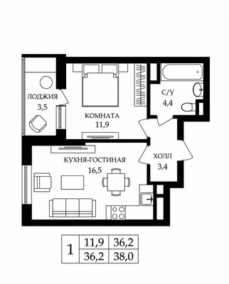 Купить 1-комнатную квартиру