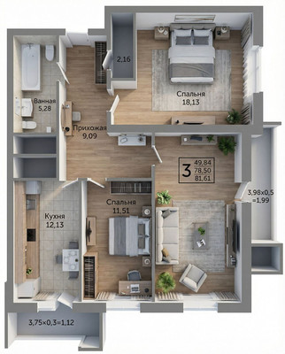 Купить 3-комнатную квартиру